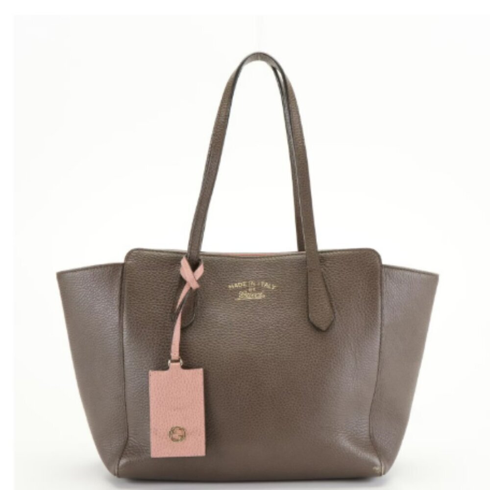 Gucci Swing Tote in Brown Grained Leather - Picture 5 of 9